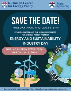 Poster with Save the Date information for Engineering and Sustainability industry Day, held on March 12 More information to come.